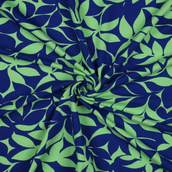 Sweat Baumwolle - Leaves Green Navy